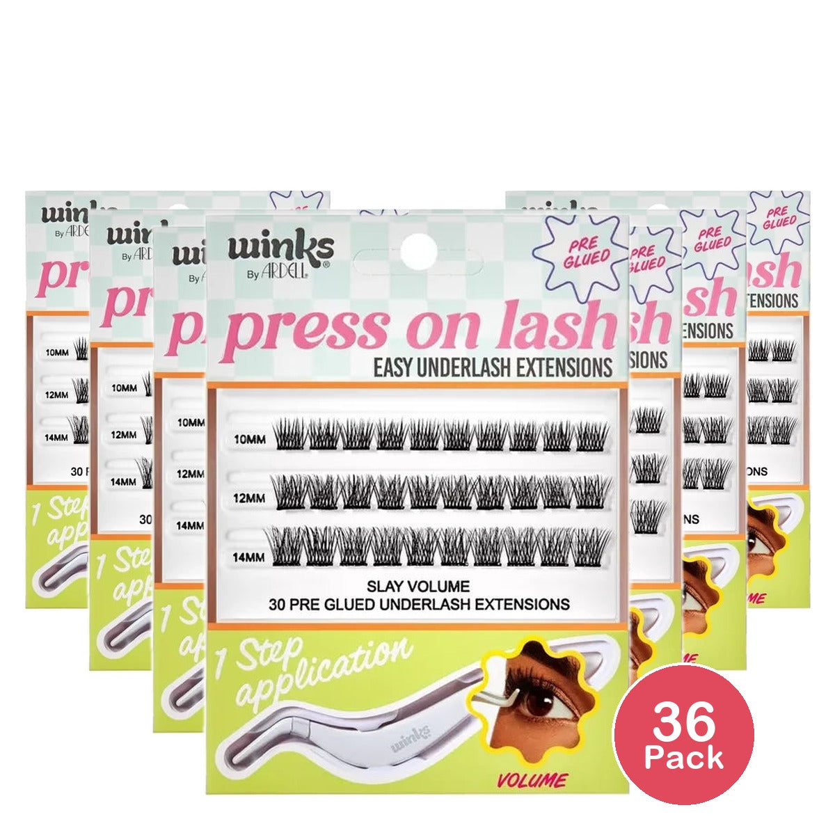 Winks Press On Pre-Glued Underlash Extensions Volume 30 pc with Applicator nan (Pack of 36)