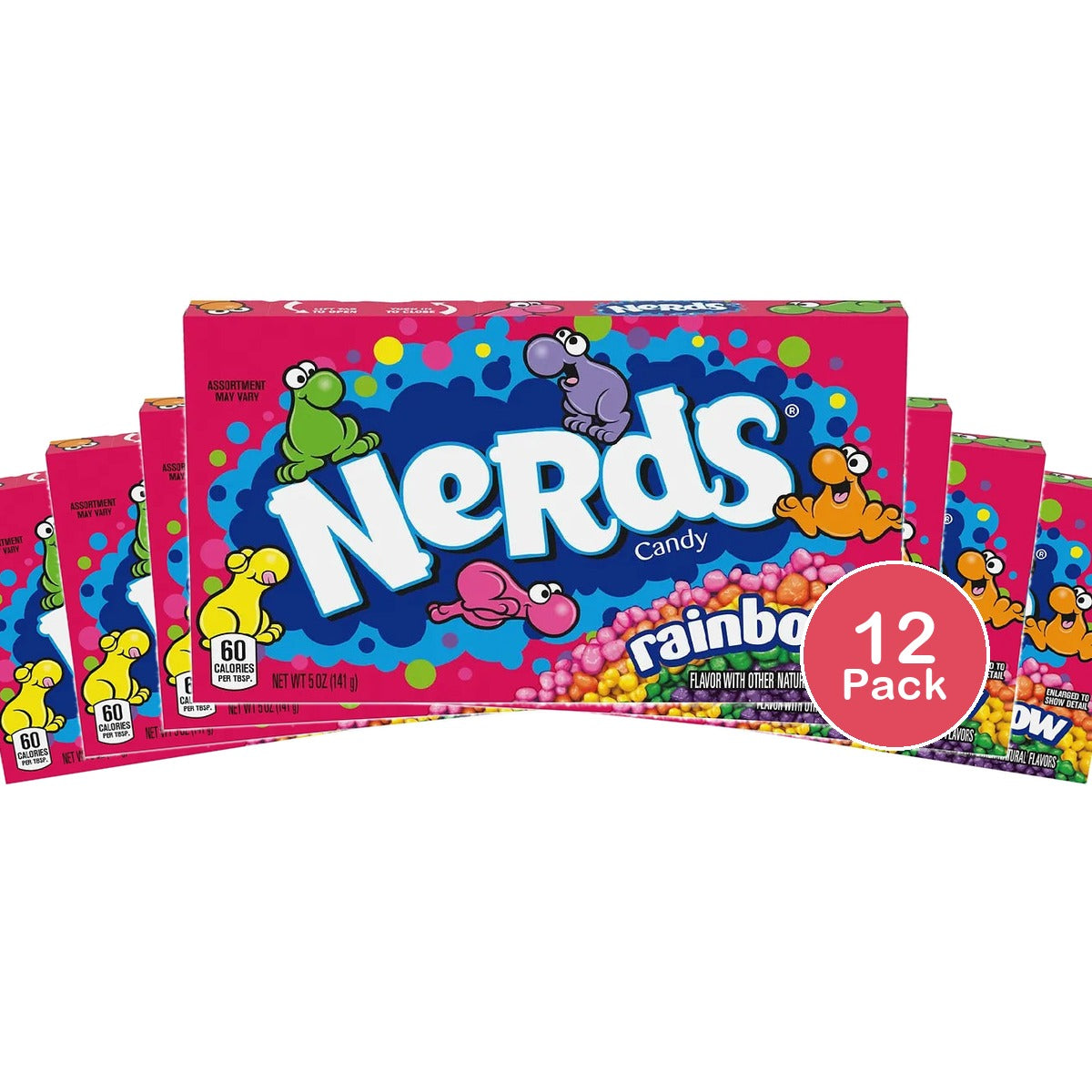 Wonka Rainbow Nerds On the Go Concession Candy 5Oz (Pack of 12)