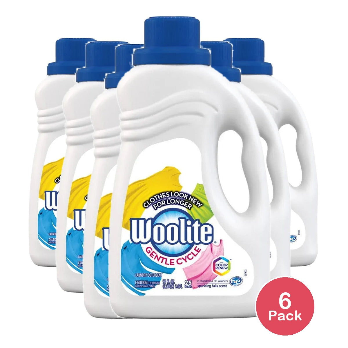 Woolite All Clothes No Harsh Ingredients Everyday Laundry Detergent 50Oz (Pack of 6)