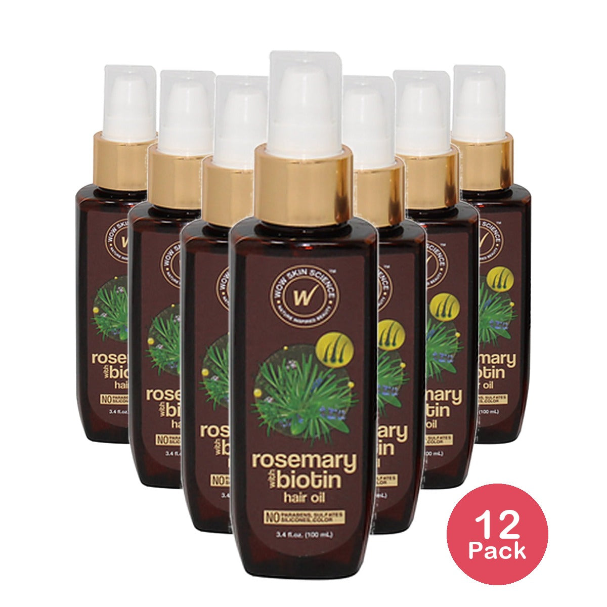 WOW Rosemary Hair Oil 3.38 Oz (Pack of 12)
