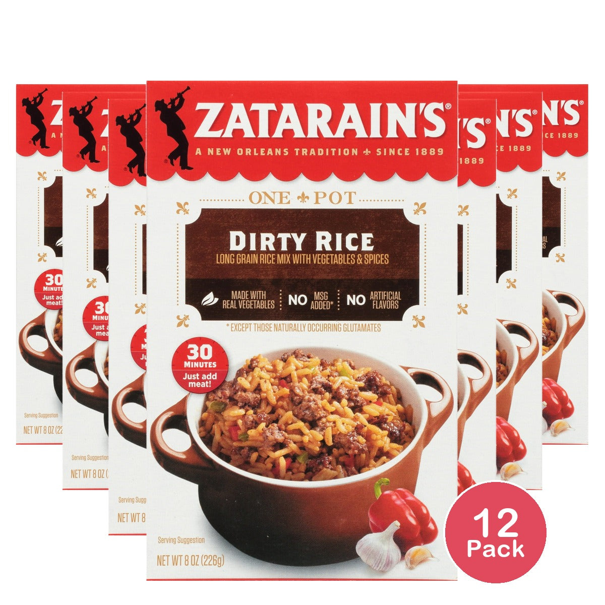 Zatarain's No Artificial Flavors Gluten Free Dirty Rice Dinner Mix Box 8 oz (Pack of 12)