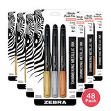 Zebra Metallic Brush Pen Set 0.64Oz (Pack of 48)
