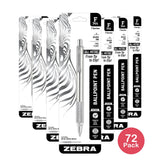 Zebra Pen F-701 Stainless Steel Ballpoint Retractable Pen Black Ink Fine Point (Pack of 72)