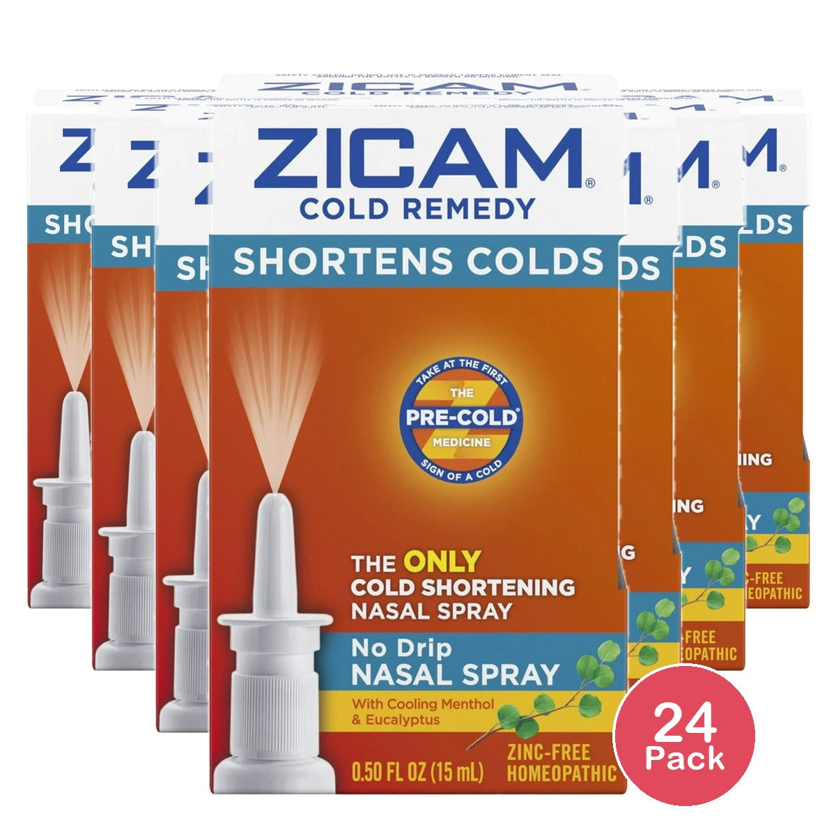 Zicam Cold Remedy Cold Shortening No-Drip Zinc-Free Nasal Spray - 0.5 Oz (Pack Of 24)