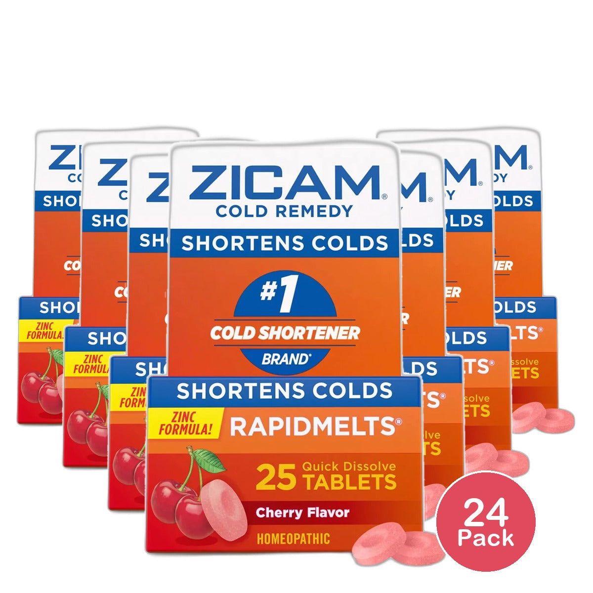 Zicam Cold Remedy Homeopathic Rapid Melts Cherry Flavor25 Ea 1.5oz (Pack of 24)