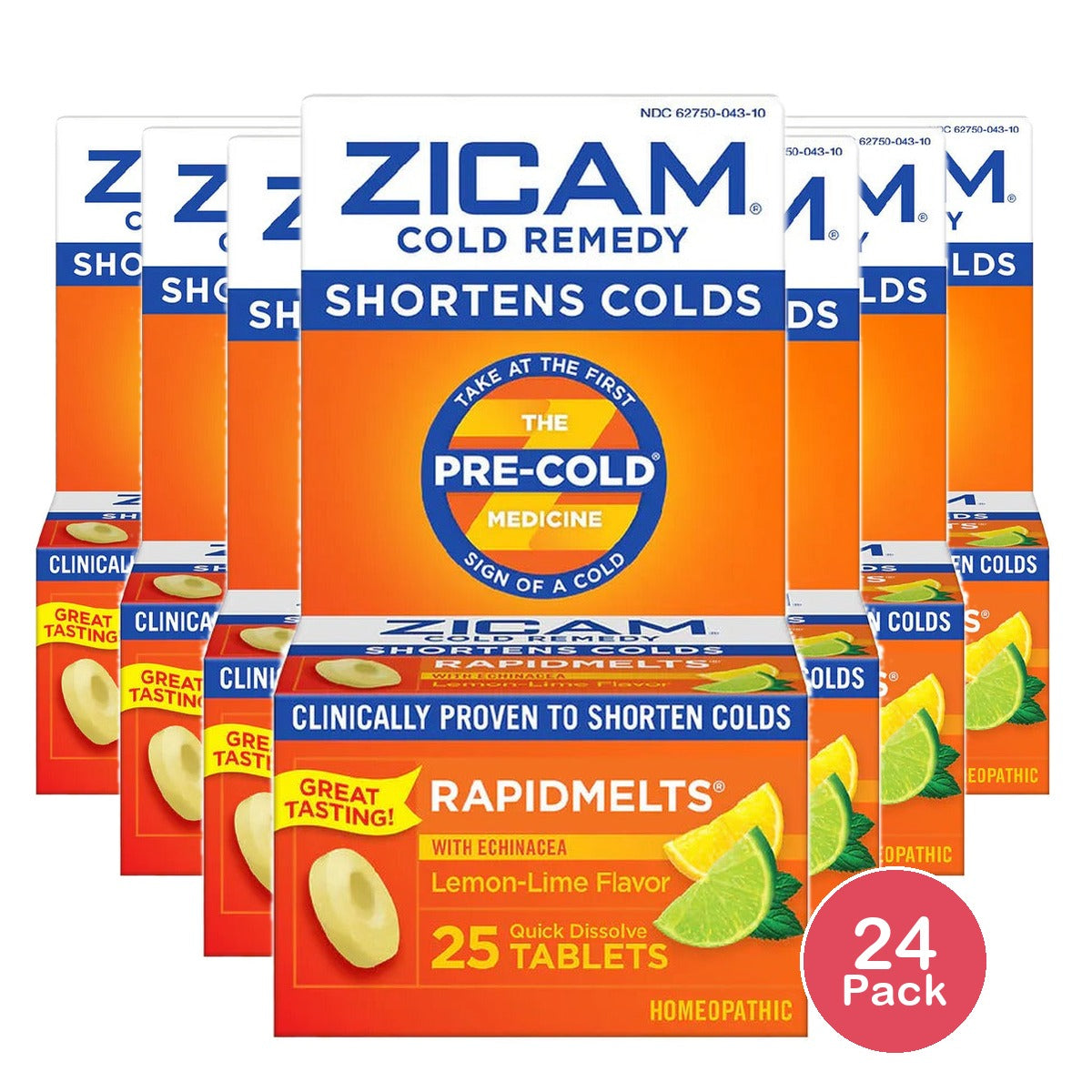 Zicam Rapidmelts Quick Dissolve Tablets Lemon-Lime 25 Ct (Pack of 24)