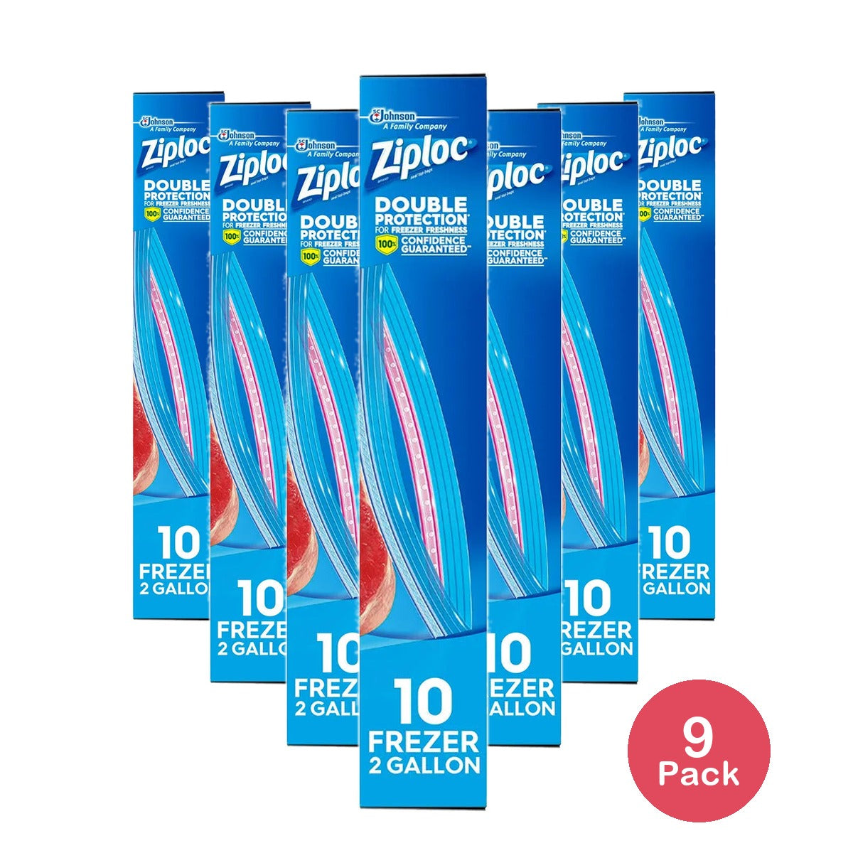 Ziploc Freezer Two Gallon Bags 26.08oz (Pack of 9)