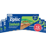 Ziploc Sandwich Bags with Grip 'n Seal Technology (Pack of 12)