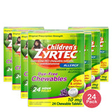 Zyrtec Allergy Dye Free Chewables 10 Mg Chewable Tablets Grape 1Oz (Pack of 24)