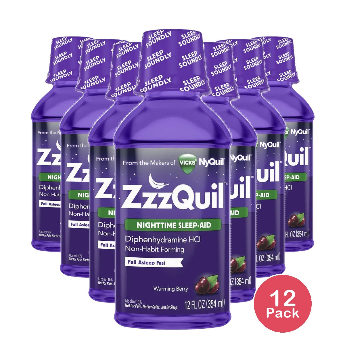 Zzzquil Night Time Sleep-Aid Liquid Warming Berry Flavor12Oz (Pack of 12)